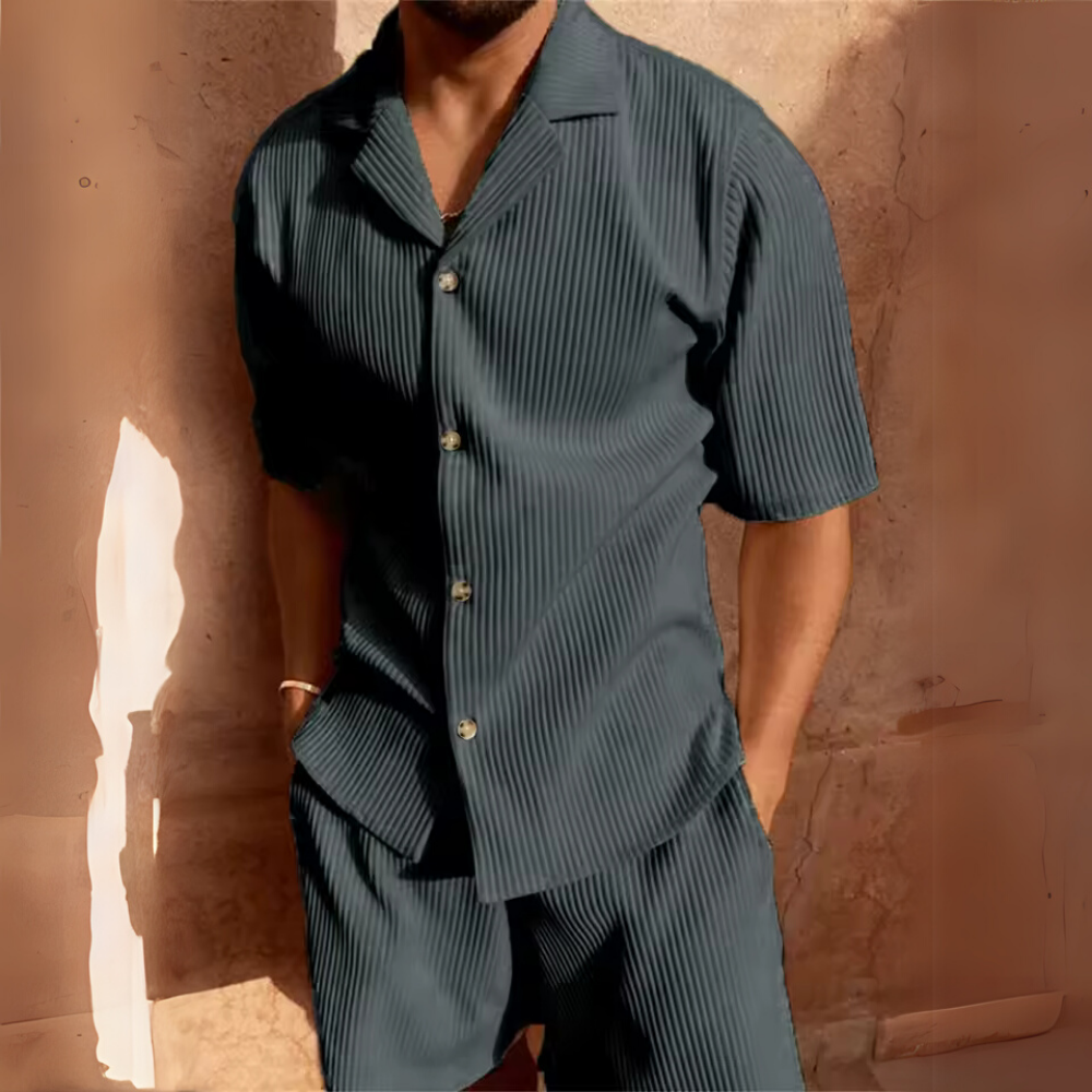 Milano - Men's Corduroy Shirt and Shorts Set