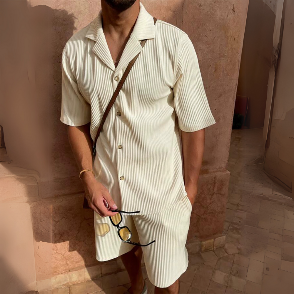 Milano - Men's Corduroy Shirt and Shorts Set