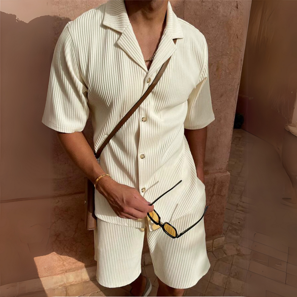 Milano - Men's Corduroy Shirt and Shorts Set