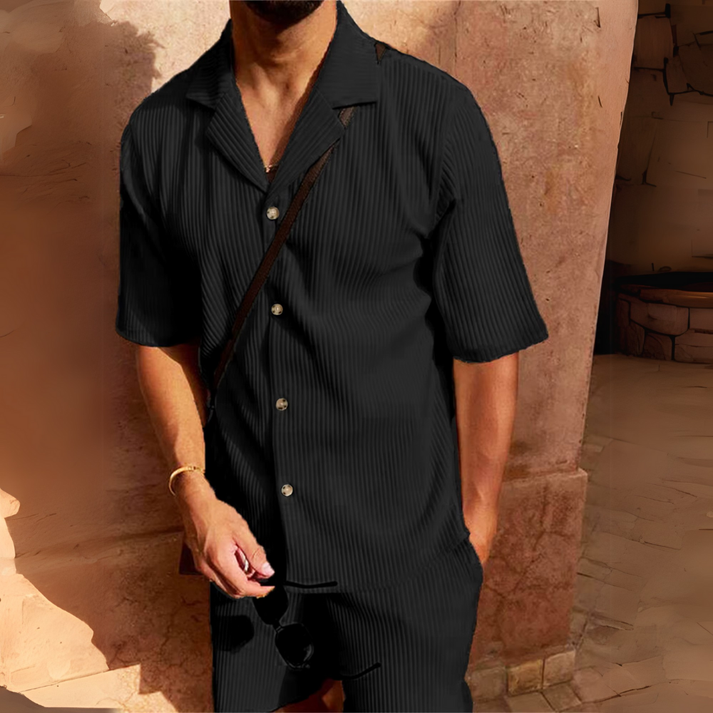 Milano - Men's Corduroy Shirt and Shorts Set