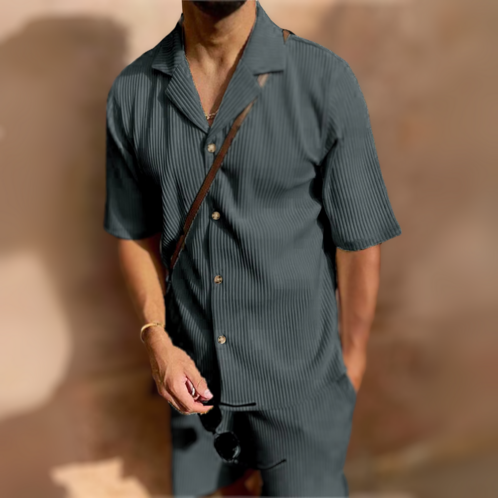 Milano - Men's Corduroy Shirt and Shorts Set