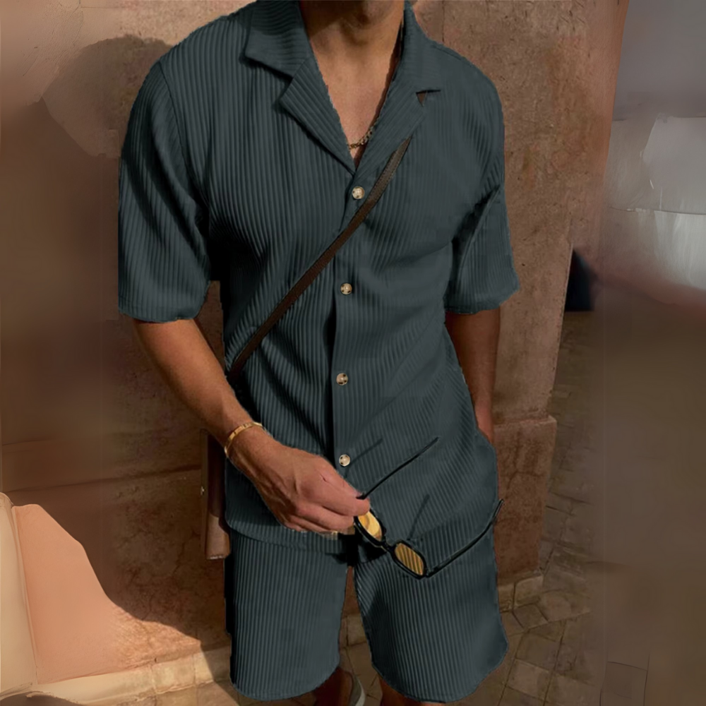Milano - Men's Corduroy Shirt and Shorts Set