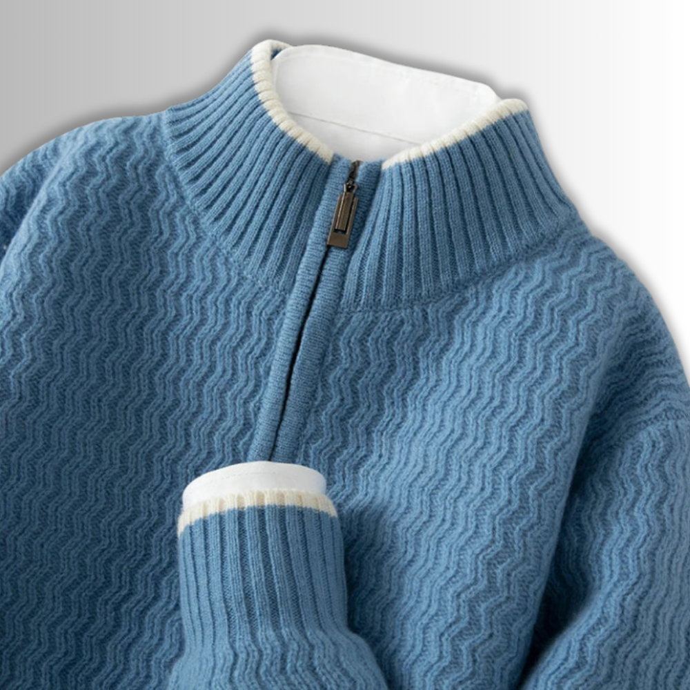 Luca - Pull zippé 1/4 100 % pure laine