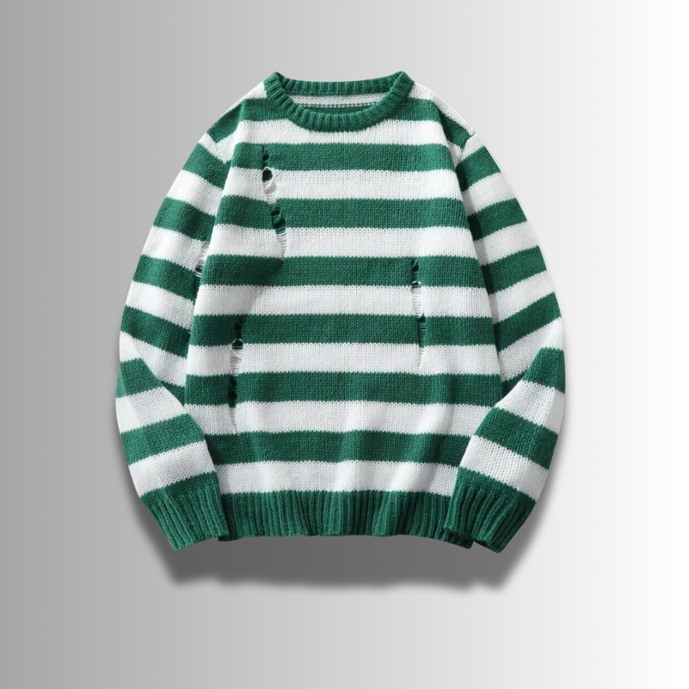 Tiziano - Ripped Striped Sweater