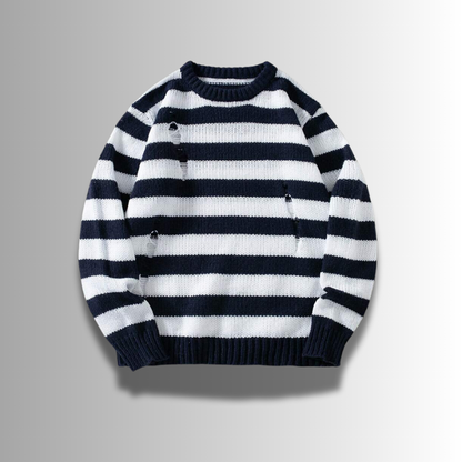 Tiziano - Ripped Striped Sweater