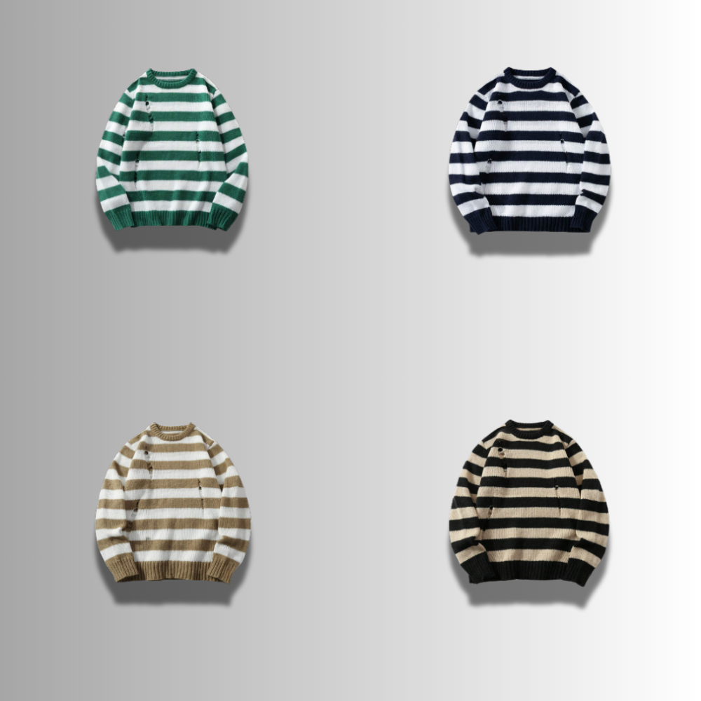 Tiziano - Ripped Striped Sweater