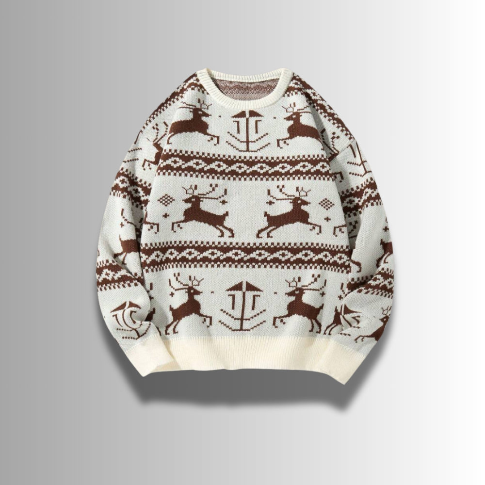 Aristide - Geometric Reindeer Sweater