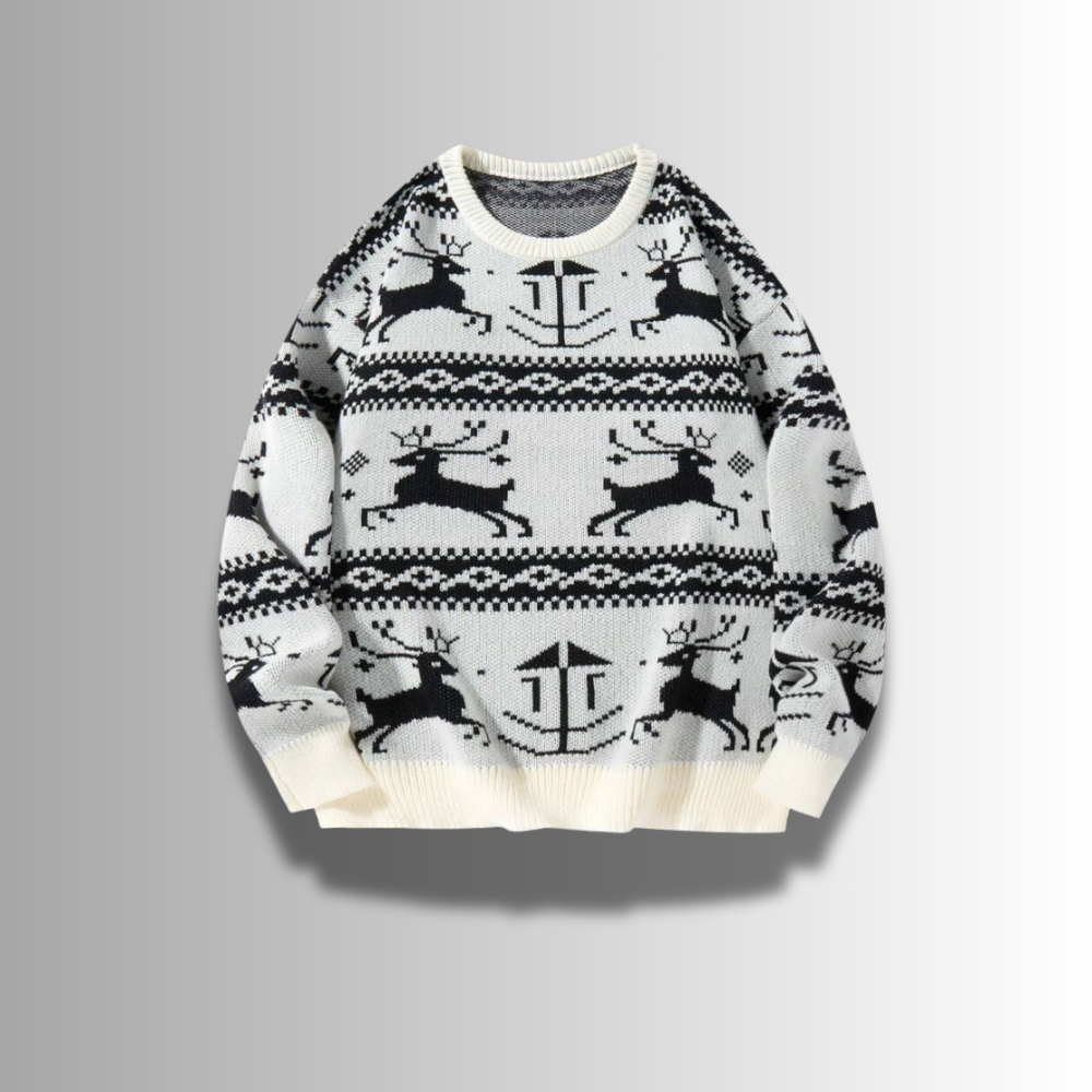 Aristide - Geometric Reindeer Sweater