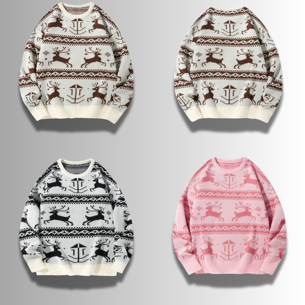 Aristide - Geometric Reindeer Sweater