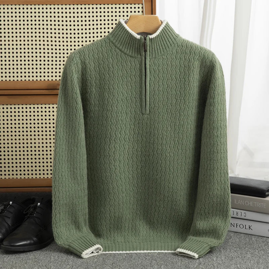 Luca - 100% Pure Wool Quarter Zip Sweater