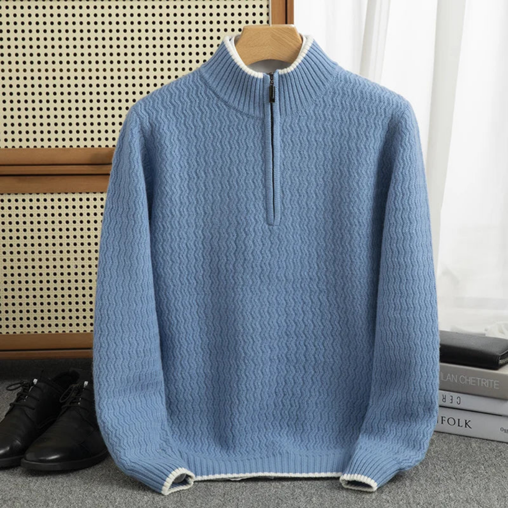 Luca - 100% Pure Wool Quarter Zip Sweater